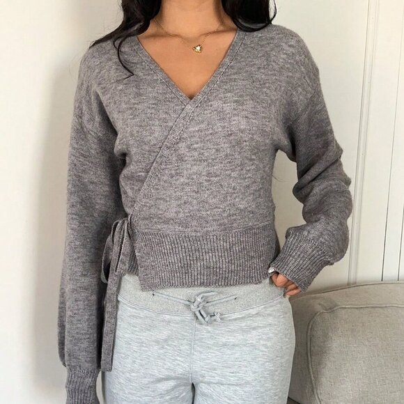 Grey Casual Women's Tie-Up Wrap Cardigan - Picture 7 of 7